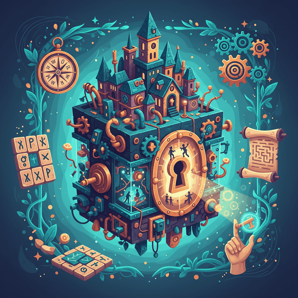 Intriguing escape room puzzle box with various locks and clues, showcasing the challenge and excitement of escape room games.