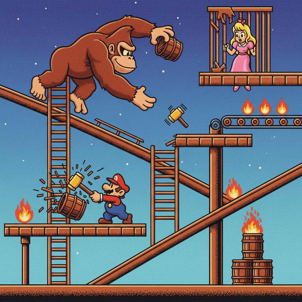 Master Donkey Kong's barrel jumps!