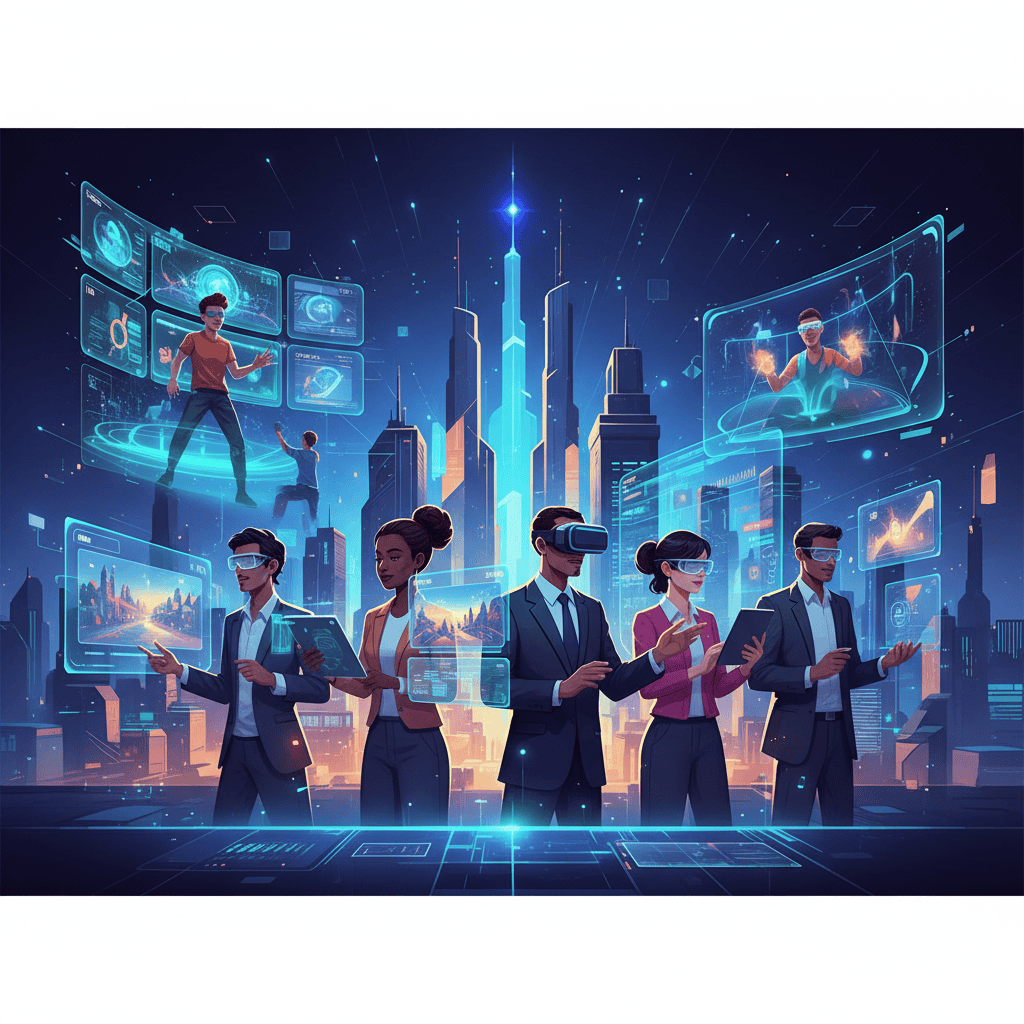 VR headset and futuristic city: Immersive tech in 2025