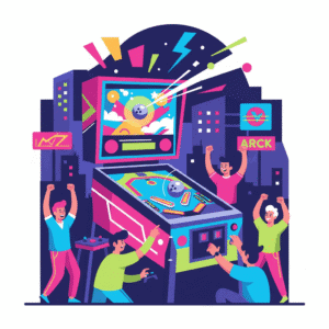 A modern pinball machine with vibrant lights and artwork, showcasing the resurgence of the game.