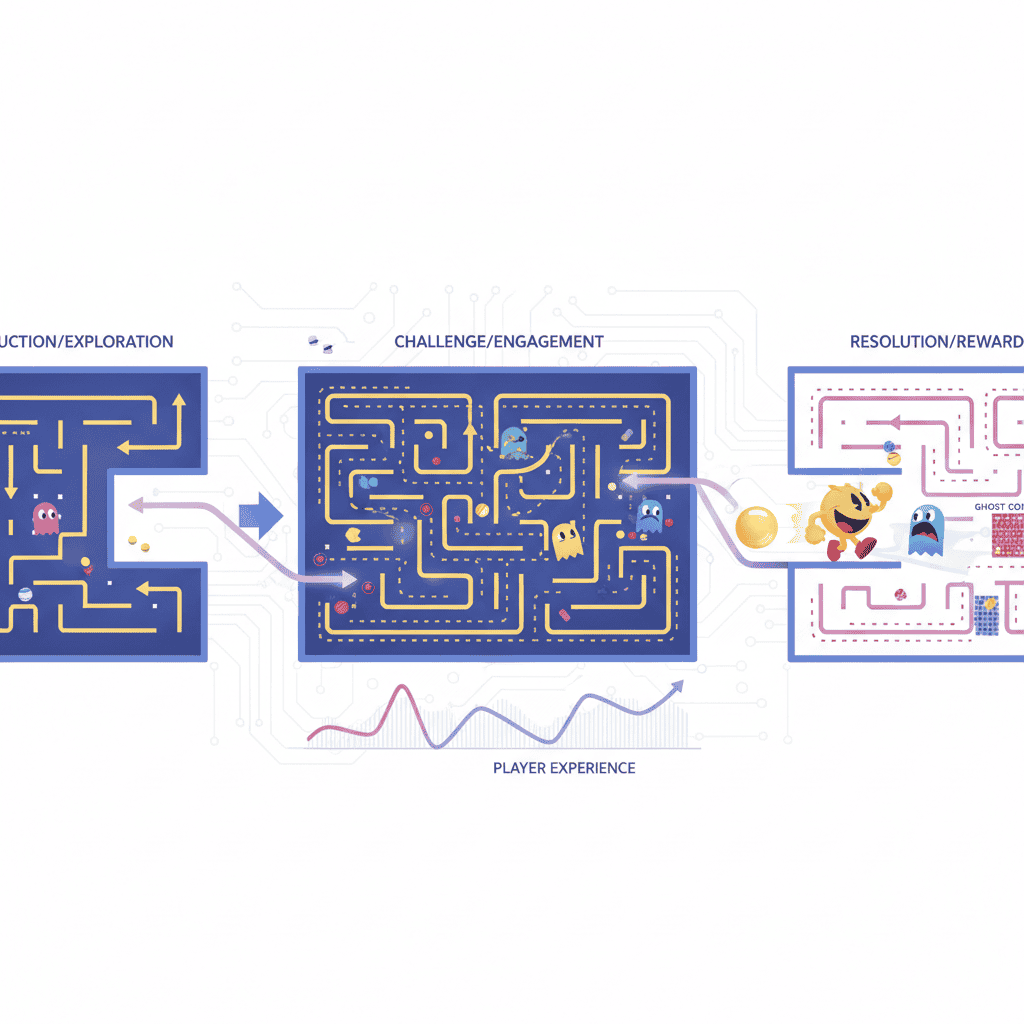 Pac-Man level design: illustrating smooth player flow