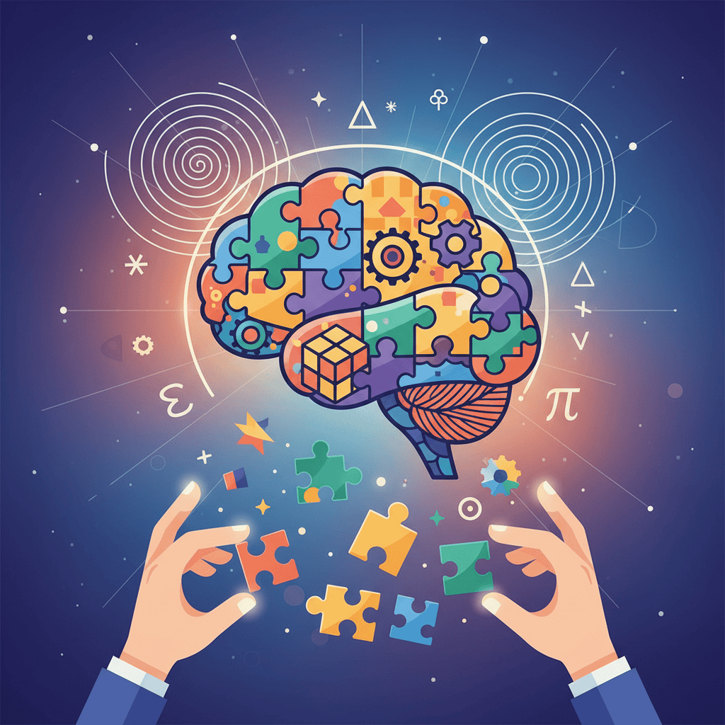 A person engrossed in solving a challenging jigsaw puzzle, showcasing concentration and enjoyment.
