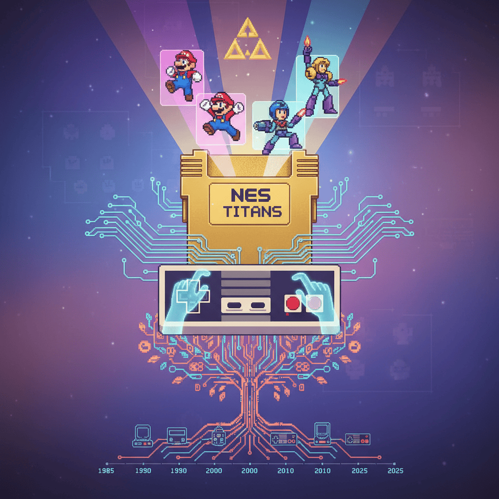 Iconic NES games: Super Mario Bros., Metroid, Zelda