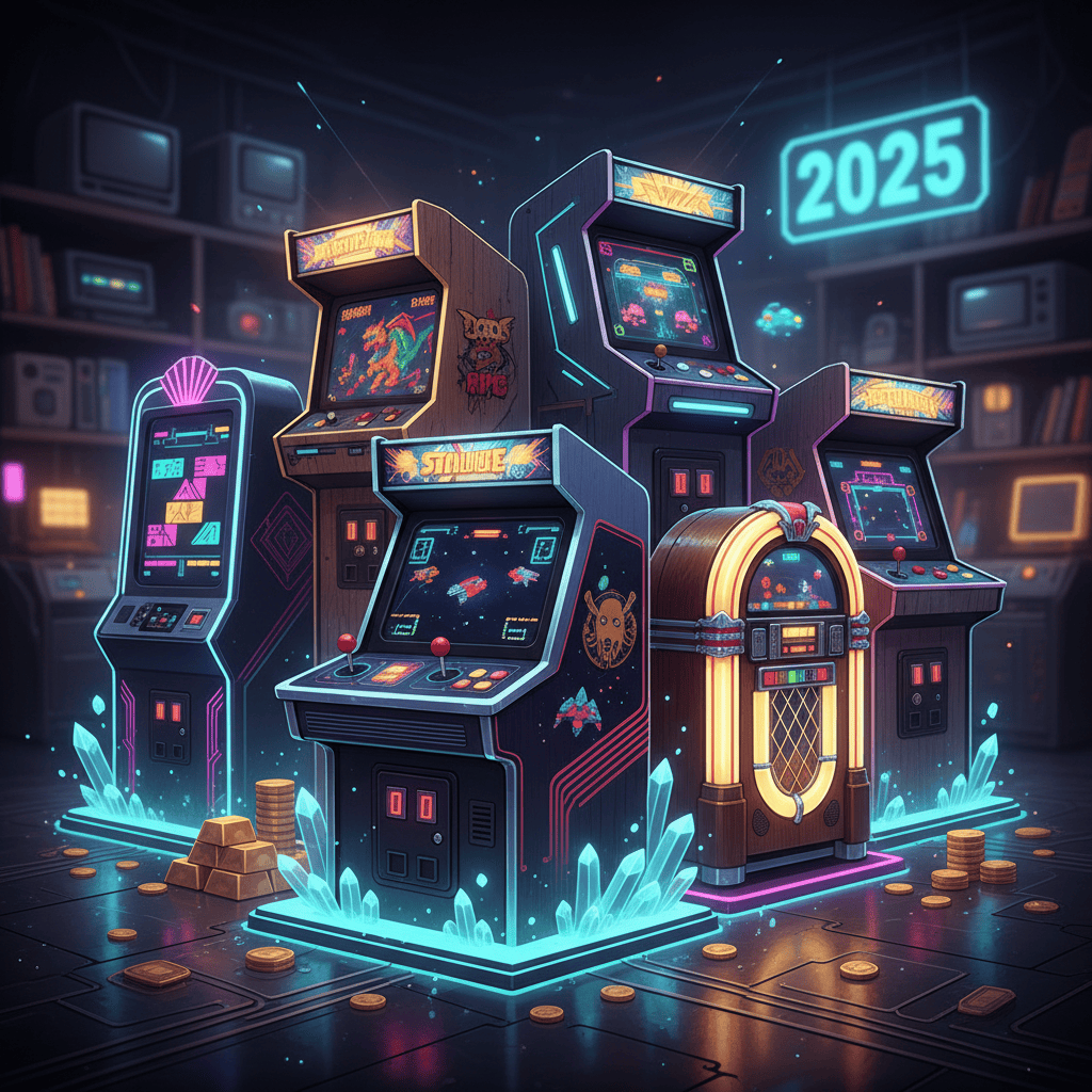 A close-up shot of a rare and well-preserved arcade machine, showcasing its vibrant artwork and control panel.