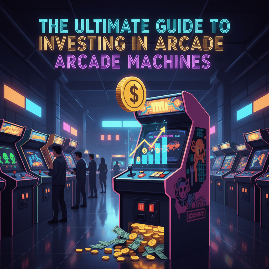 A vibrant arcade machine with classic joystick and buttons, showcasing colorful graphics and a captivating game.