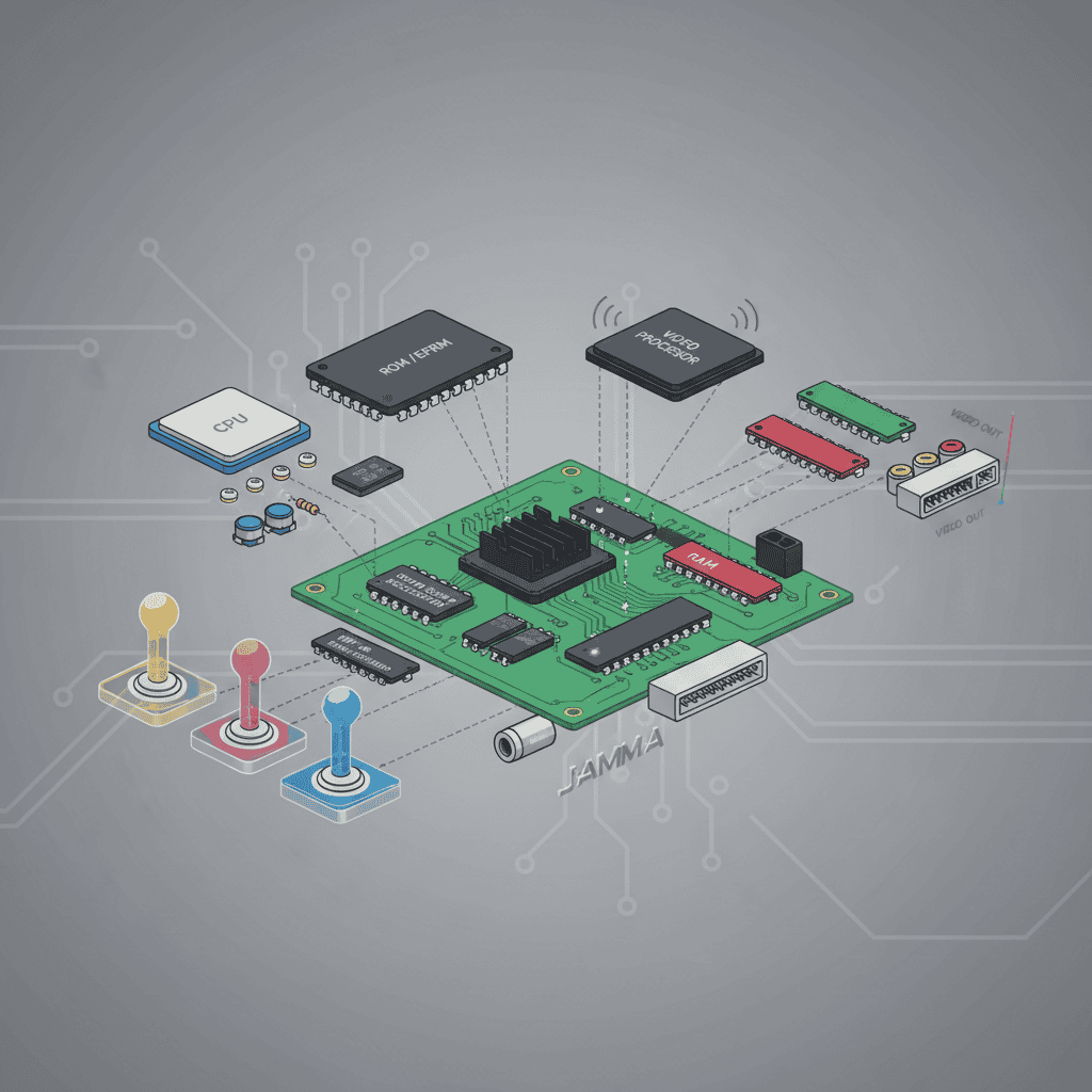 Arcade PCB components and layout